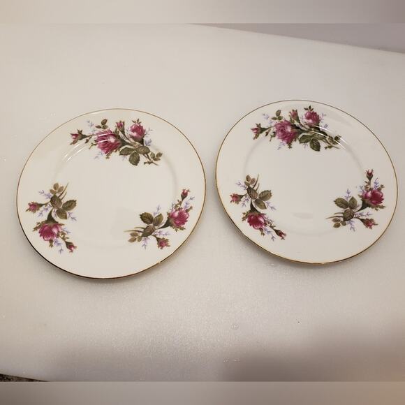 Celebrate Japan Moss Rose China 2 dessert plates gold edging - Picture 2 of 6